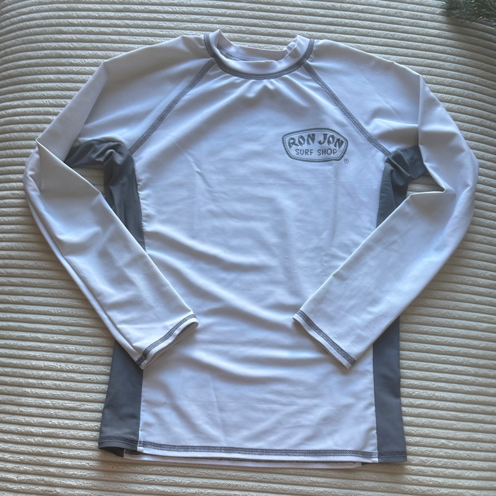 Ron Jon Surf Shop Off White and Gray Swim Shirt/Rashguard in Size S (6-7)
